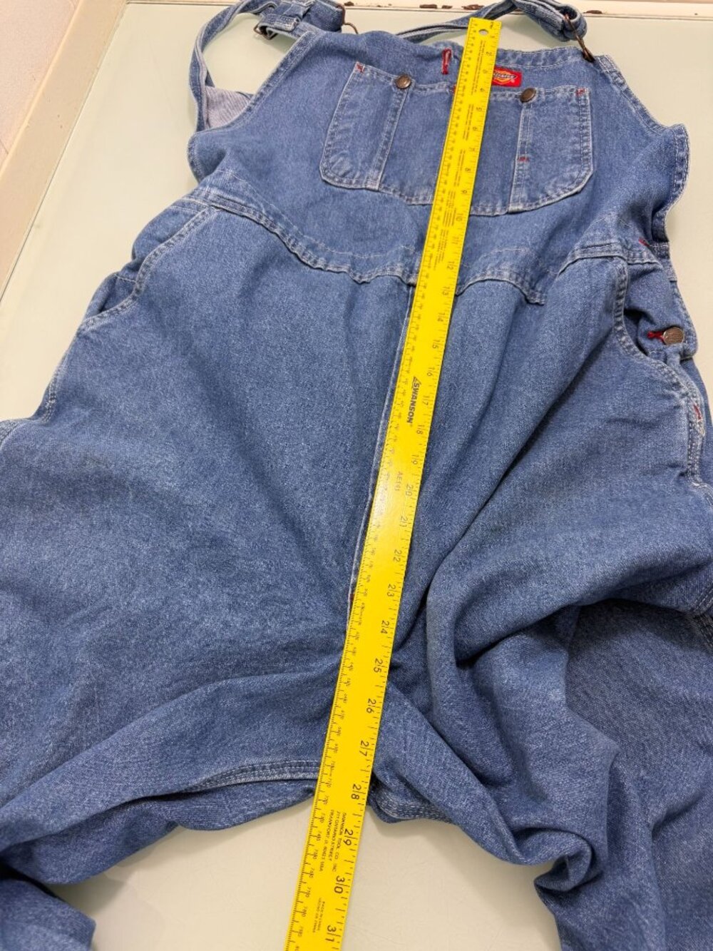 Dickies Bib Overalls Mens 40X27 Distressed Workwear Carpenter Utility Dungaree - Picture 7 of 14